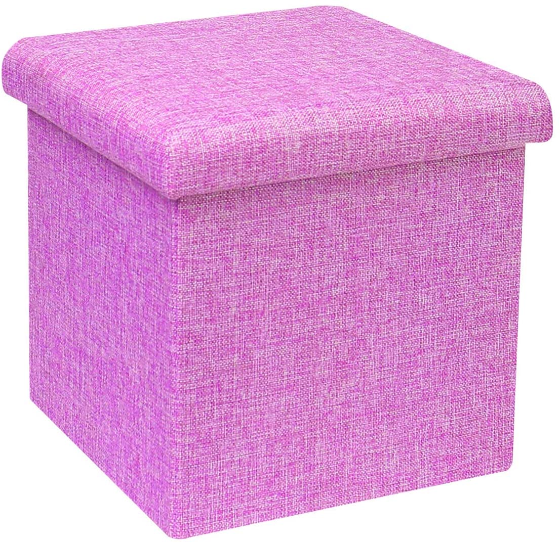 Ottomans : Folding Storage Ottoman Cube with Faux Leatherette