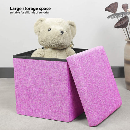 Ottomans : Folding Storage Ottoman Cube with Faux Leatherette