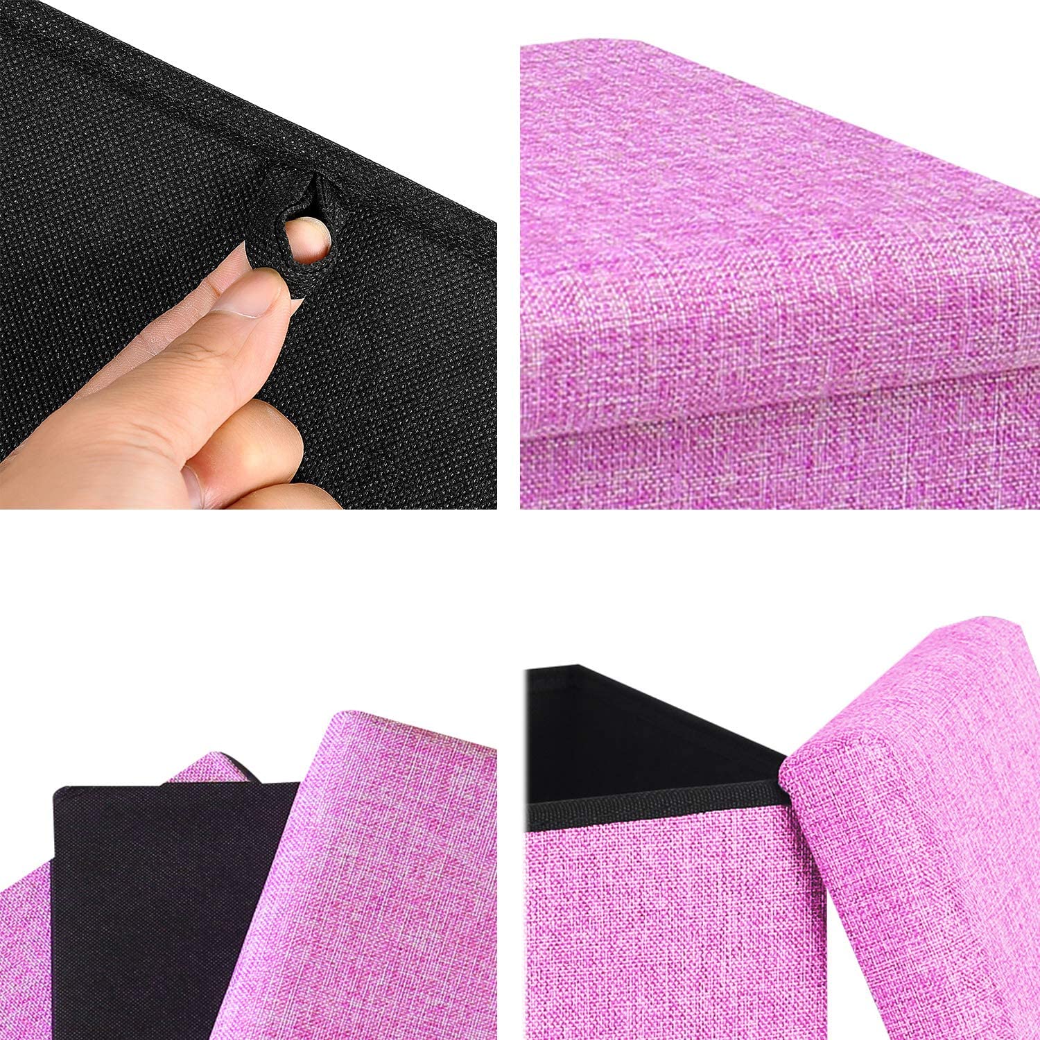 Ottomans : Folding Storage Ottoman Cube with Faux Leatherette