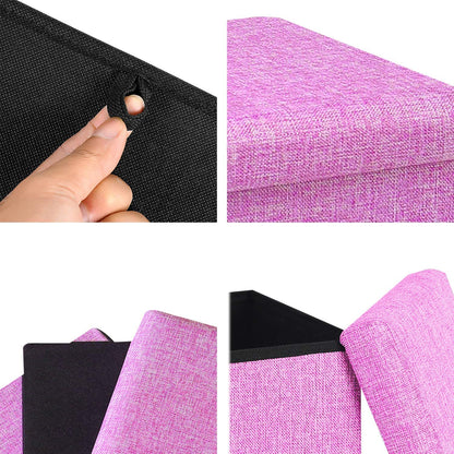 Ottomans : Folding Storage Ottoman Cube with Faux Leatherette