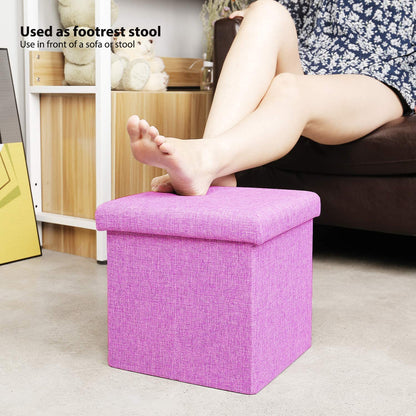 Ottomans : Folding Storage Ottoman Cube with Faux Leatherette