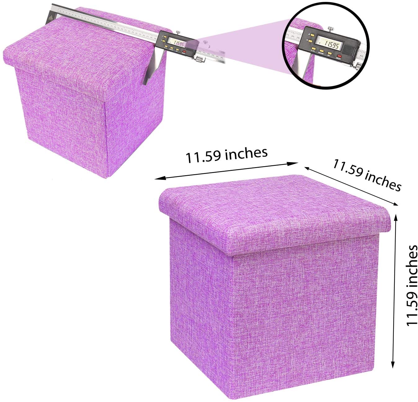 Ottomans : Folding Storage Ottoman Cube with Faux Leatherette