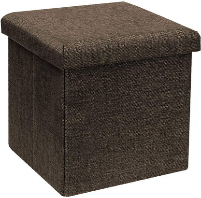 Ottomans : Folding Storage Ottoman Cube with Faux Leatherette