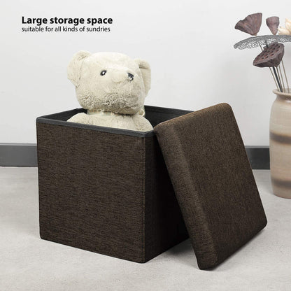 Ottomans : Folding Storage Ottoman Cube with Faux Leatherette