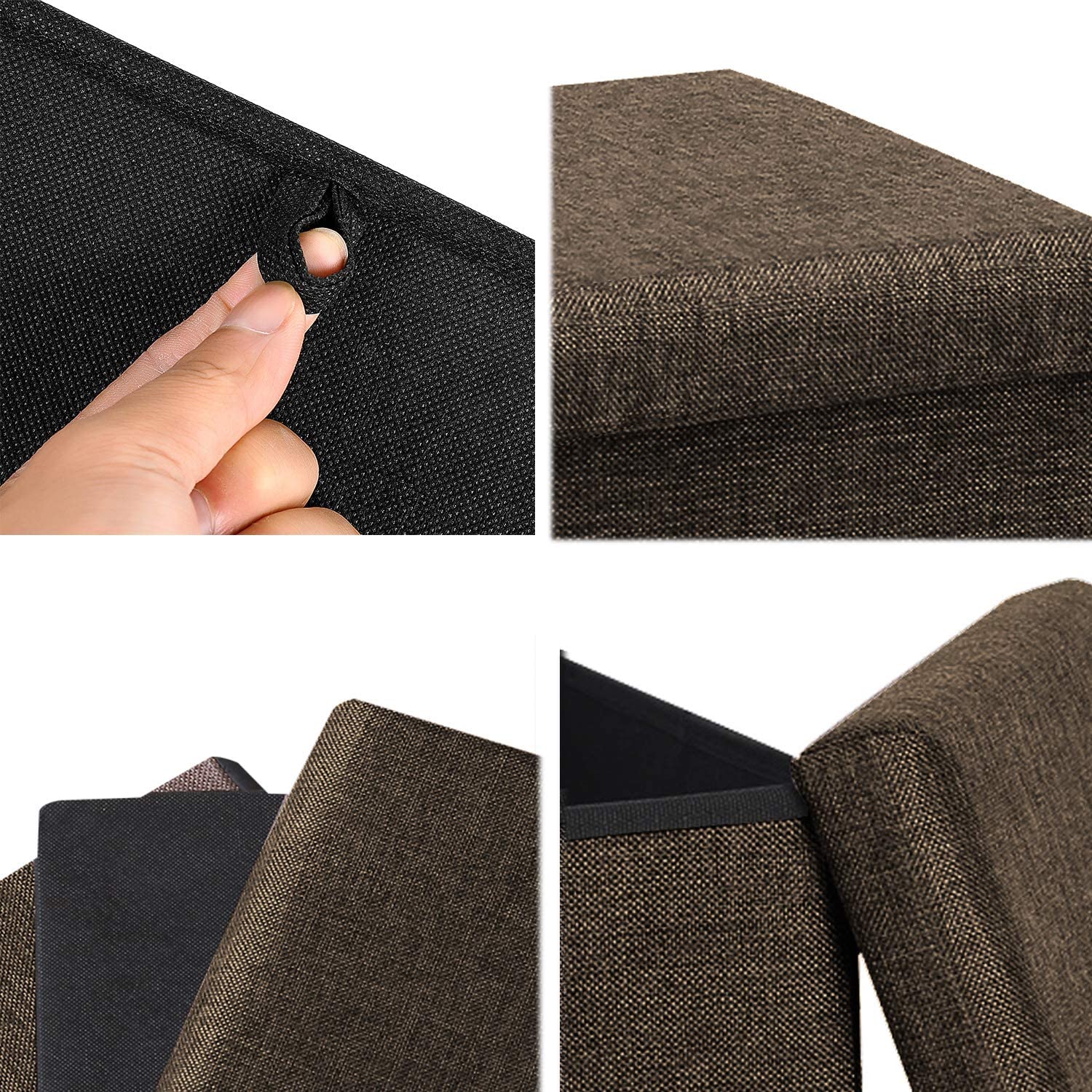 Ottomans : Folding Storage Ottoman Cube with Faux Leatherette