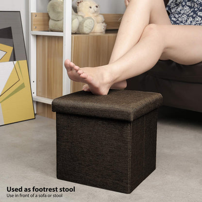 Ottomans : Folding Storage Ottoman Cube with Faux Leatherette