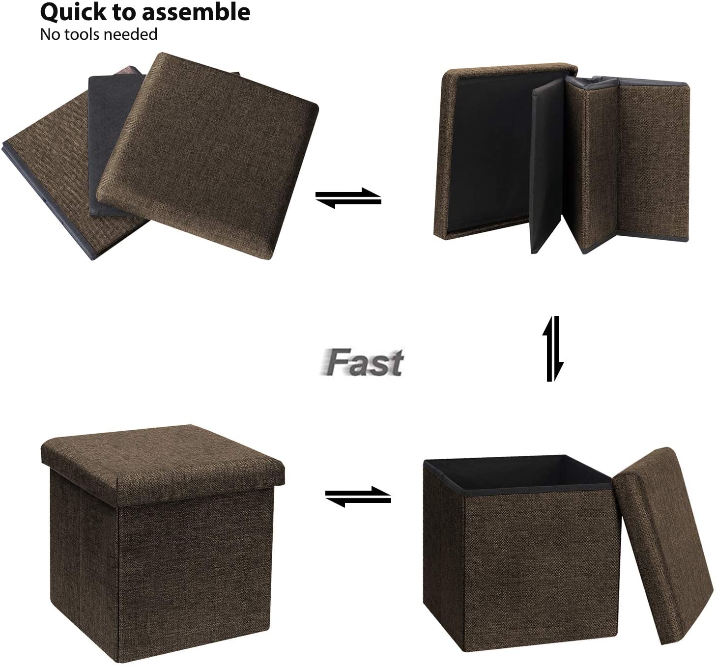 Ottomans : Folding Storage Ottoman Cube with Faux Leatherette