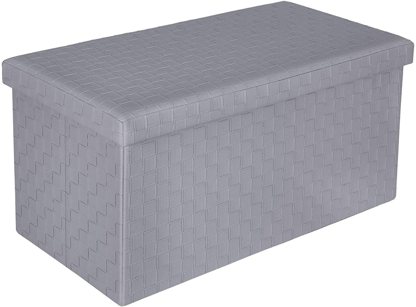 Ottomans : Folding Storage Ottoman, Faux Leatherette Footrest Stool Long Bench
