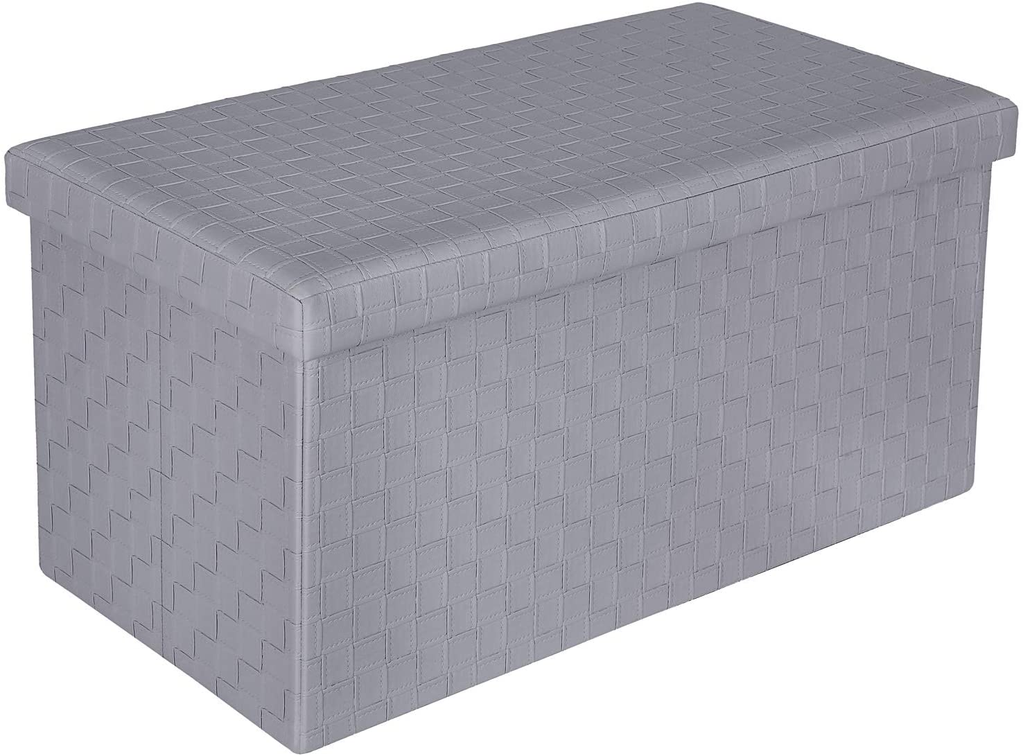 Ottomans : Folding Storage Ottoman, Faux Leatherette Footrest Stool Long Bench