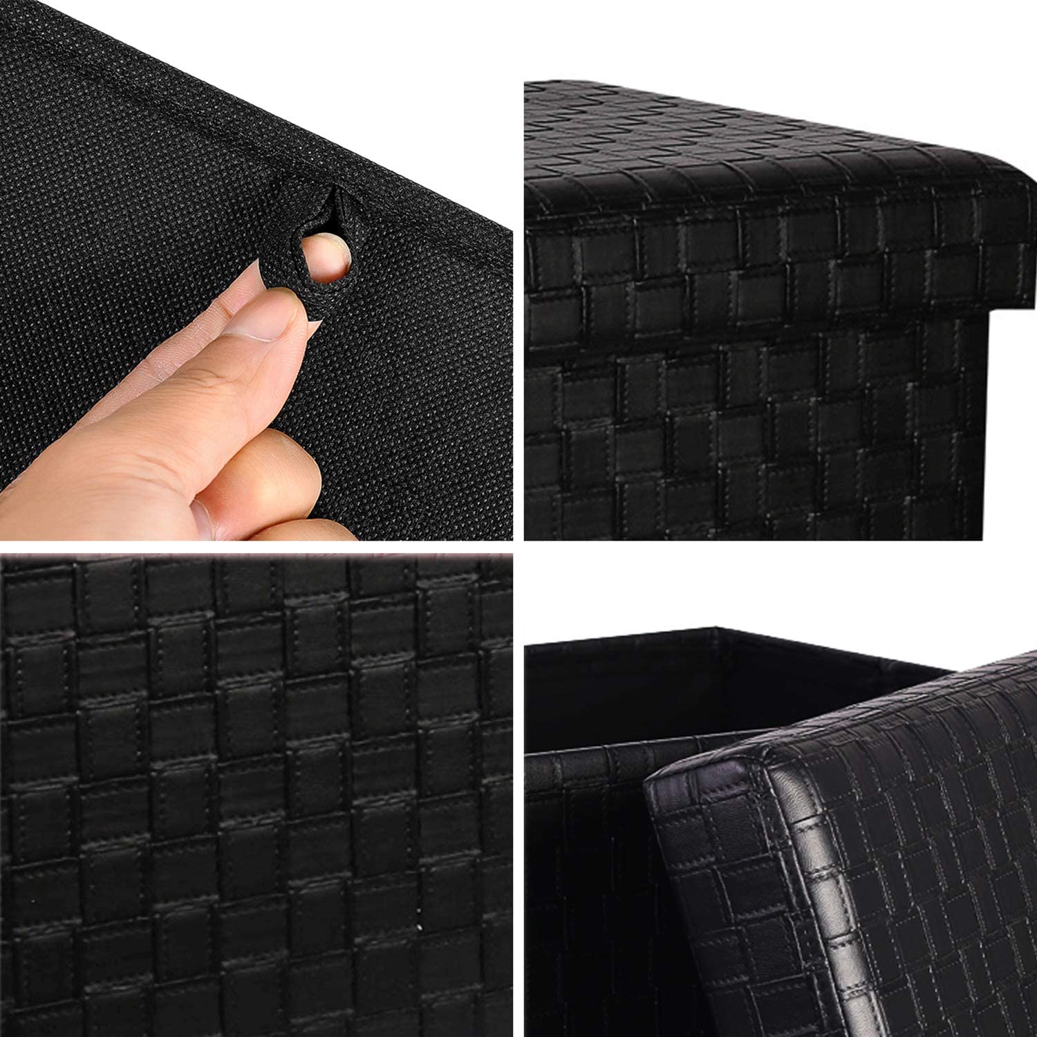 Ottomans : Folding Storage Ottoman, Faux Leatherette Footrest Stool Long Bench