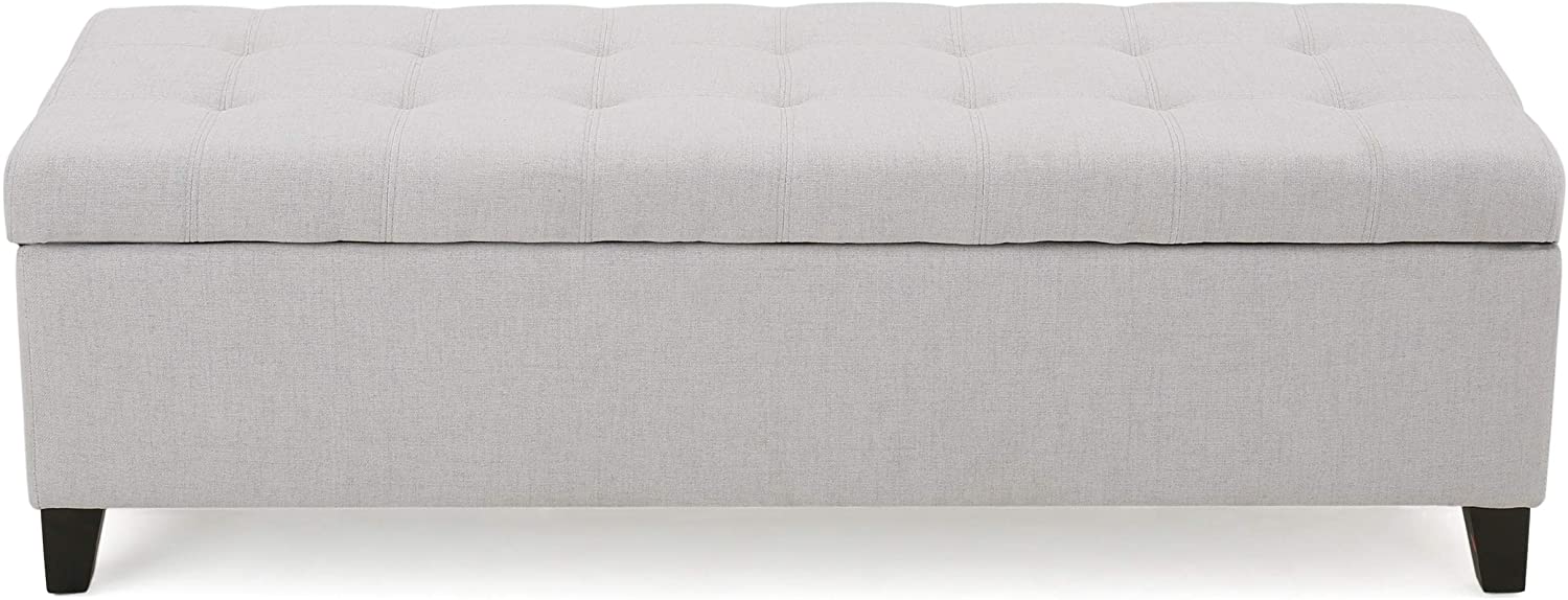 Ottomans : Home Mission Fabric Storage Ottoman, Light Grey