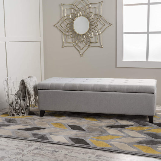 Ottomans : Home Mission Fabric Storage Ottoman, Light Grey
