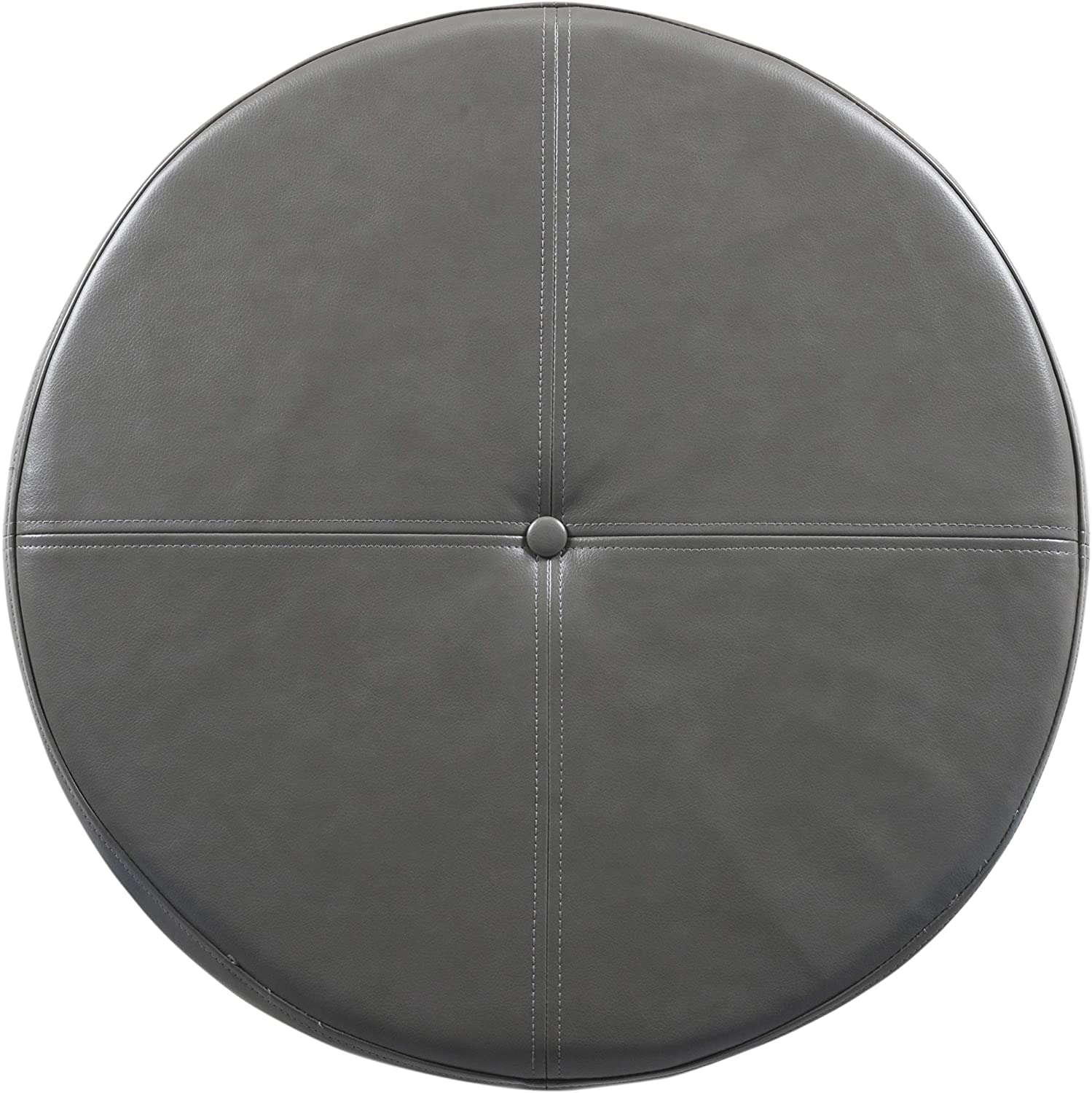 Ottomans : Large Leatherette Storage Ottoman Distressed Brown Faux Leatherette