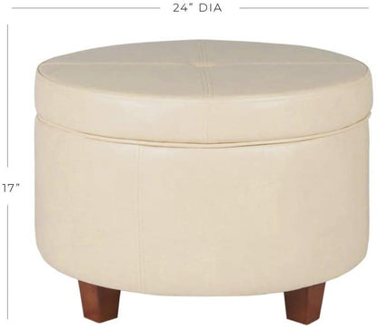 Ottomans : Large Leatherette Storage Ottoman Distressed Brown Faux Leatherette