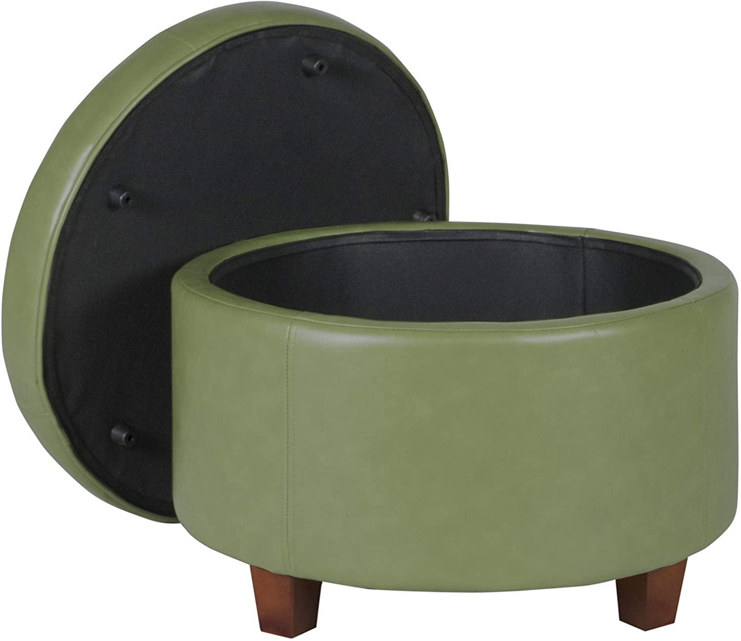 Ottomans : Large Leatherette Storage Ottoman Distressed Brown Faux Leatherette