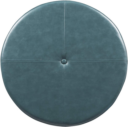 Ottomans : Large Leatherette Storage Ottoman Distressed Brown Faux Leatherette