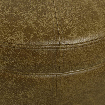 Ottomans : Large Leatherette Storage Ottoman Distressed Brown Faux Leatherette