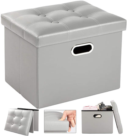 Ottomans : Leather Ottoman Rectangle Footrest Footstool Folding