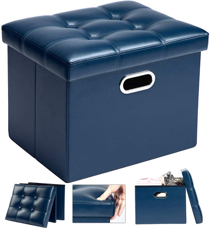 Ottomans : Leather Ottoman Rectangle Footrest Footstool Folding