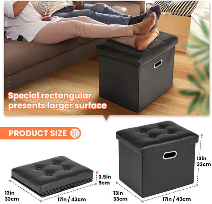 Ottomans : Leatherette Ottoman Rectangle Footrest Footstool Folding