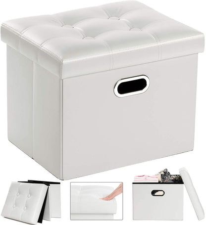 Ottomans : Leather Ottoman Rectangle Footrest Footstool Folding