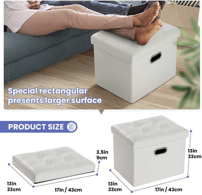 Ottomans : Leather Ottoman Rectangle Footrest Footstool Folding