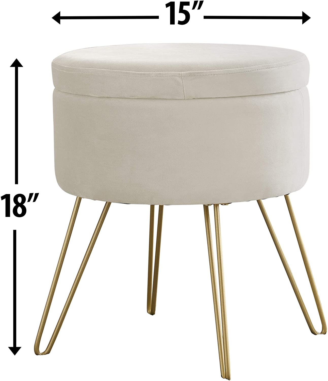 Ottomans :  Modern Round Velvet Storage Ottoman Foot Rest