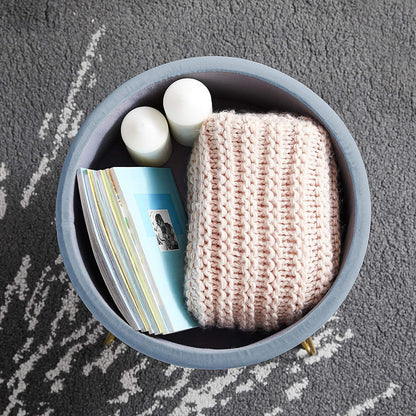 Ottomans :  Modern Round Velvet Storage Ottoman Foot Rest