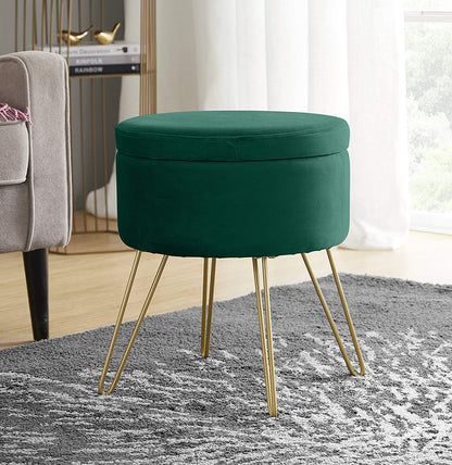 Ottomans :  Modern Round Velvet Storage Ottoman Foot Rest