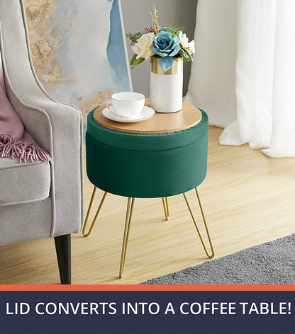Ottomans :  Modern Round Velvet Storage Ottoman Foot Rest