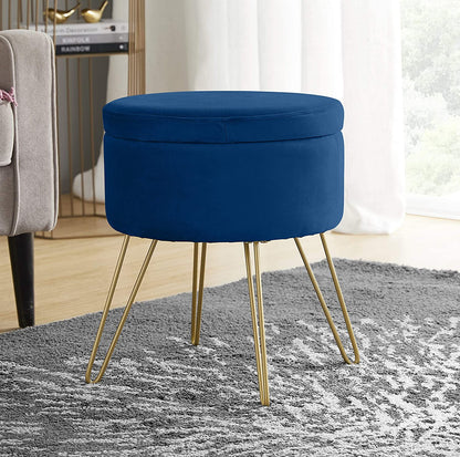 Ottomans : Modern Round Velvet Storage Ottoman Foot Rest