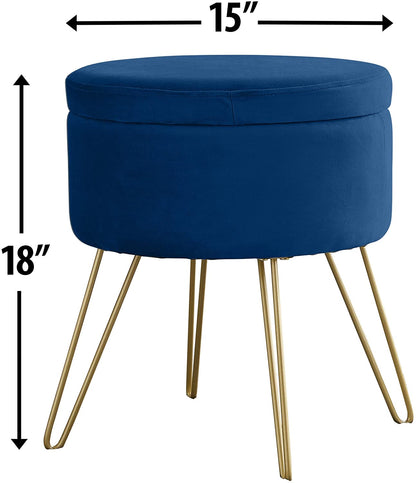 Ottomans : Modern Round Velvet Storage Ottoman Foot Rest
