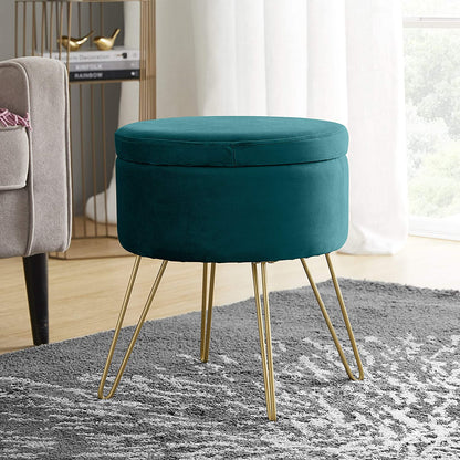Ottomans : Modern Round Velvet Storage Ottoman Foot Rest
