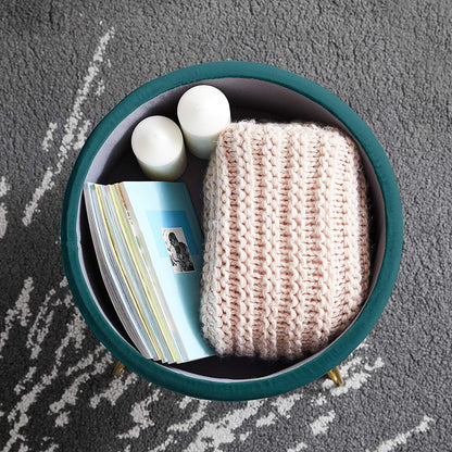 Ottomans : Modern Round Velvet Storage Ottoman Foot Rest