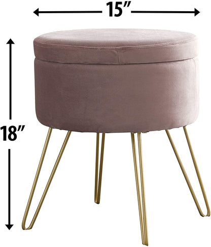 Ottomans :  Modern Round Velvet Storage Ottoman Foot Rest