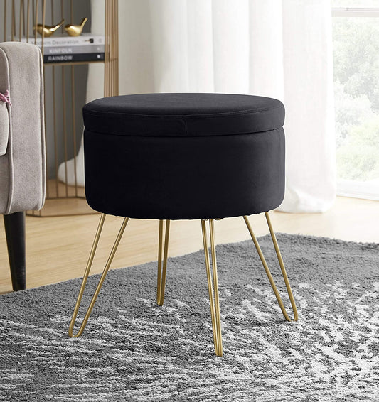 Ottomans :  Modern Round Velvet Storage Ottoman Foot Rest