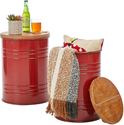Ottomans : Ottoman Seat Stool with Round Wood Lid