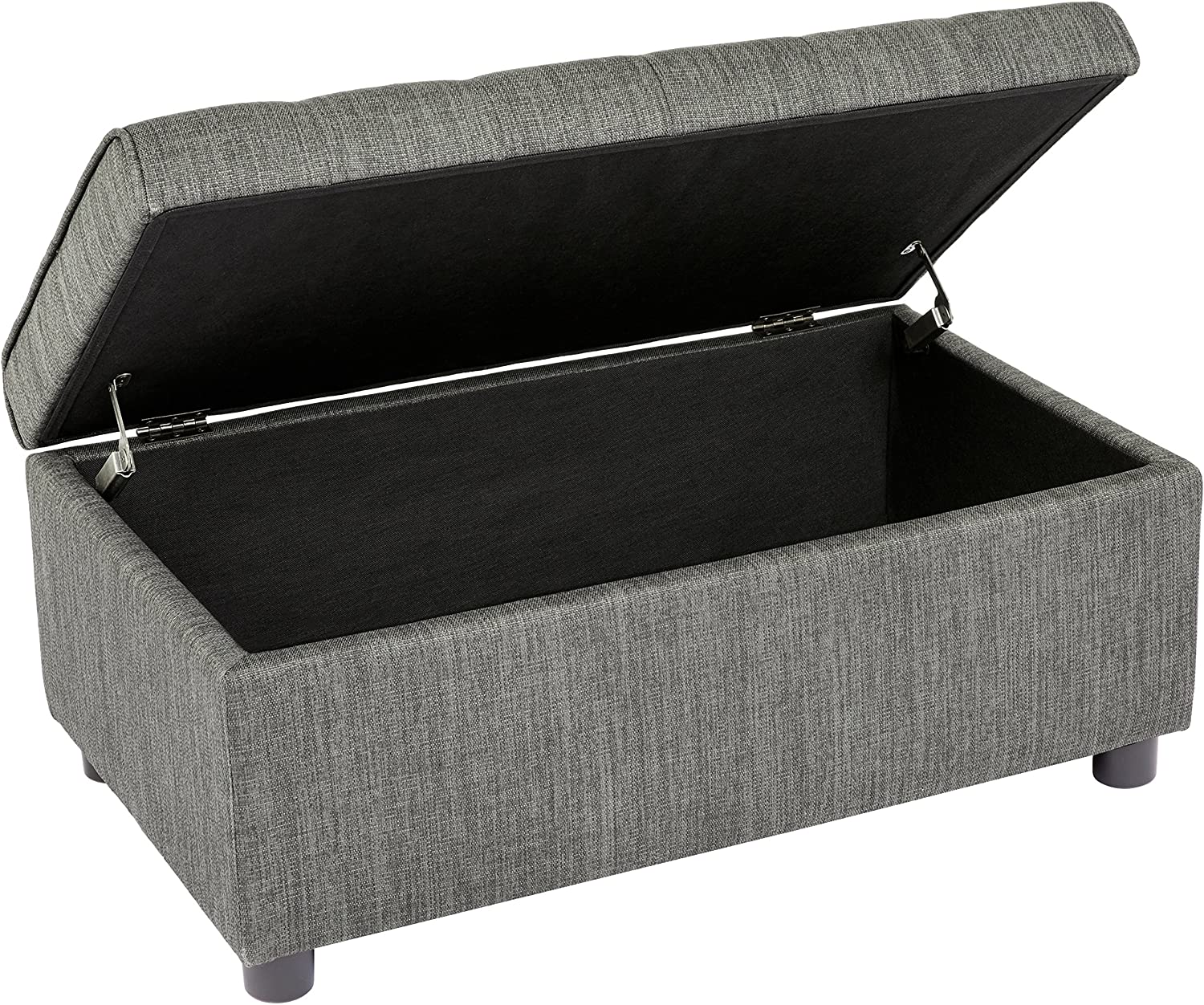 Ottomans : Rectangular Fabric Storage Ottoman with Tufted Design