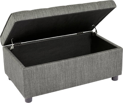 Ottomans : Rectangular Fabric Storage Ottoman with Tufted Design