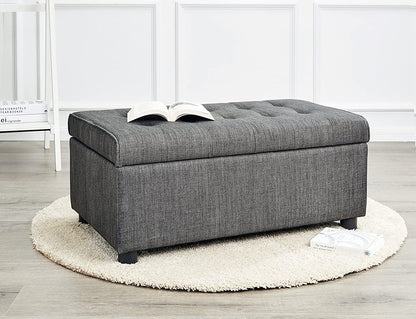 Ottomans : Rectangular Fabric Storage Ottoman with Tufted Design