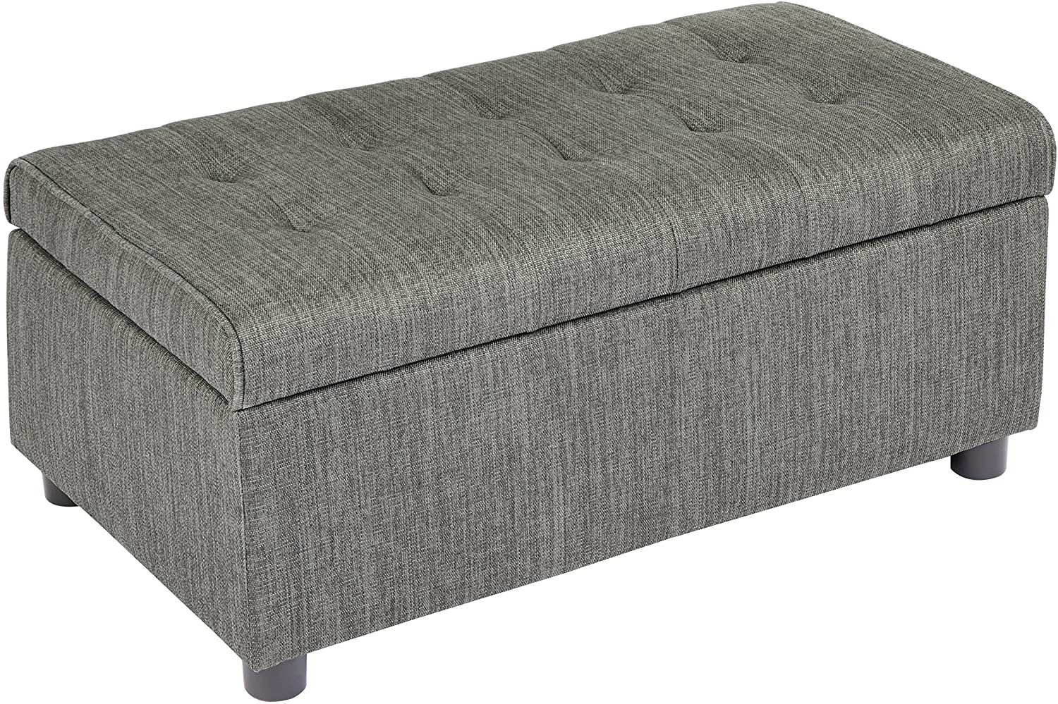Ottomans : Rectangular Fabric Storage Ottoman with Tufted Design
