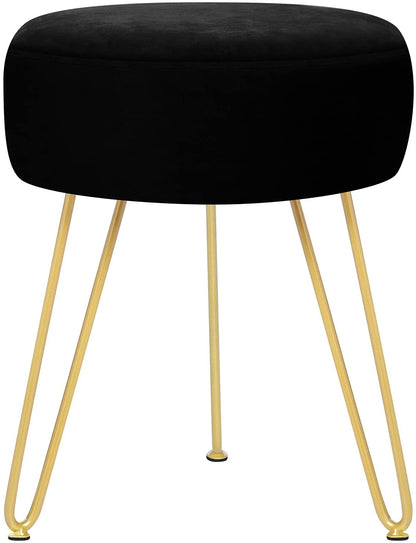 Ottomans : Round Footrest Stool Ottoman with Golden Metal Leg