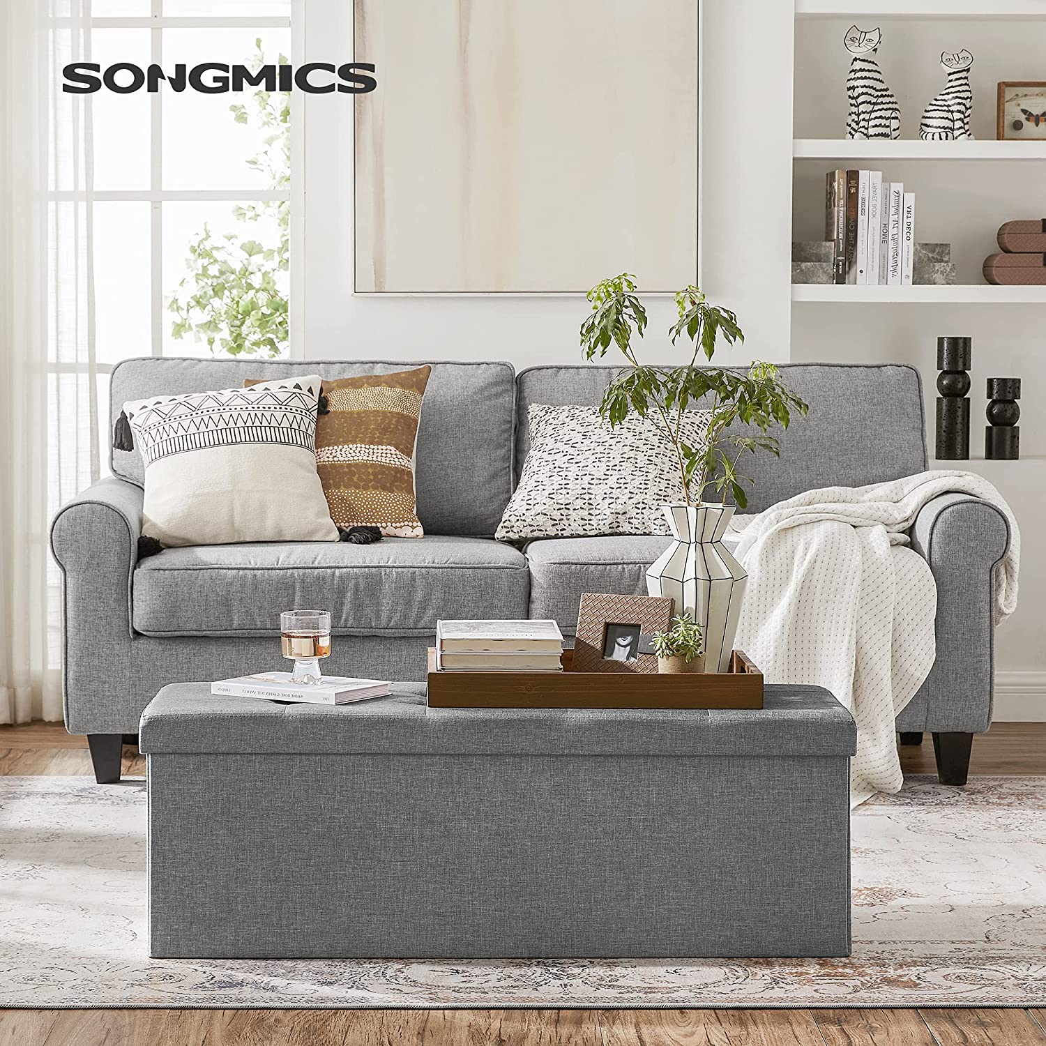Ottomans : Storage Ottoman Bench, Padded Chest with Lid, Folding Seat