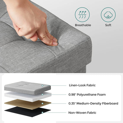 Ottomans : Storage Ottoman Bench, Padded Chest with Lid, Folding Seat