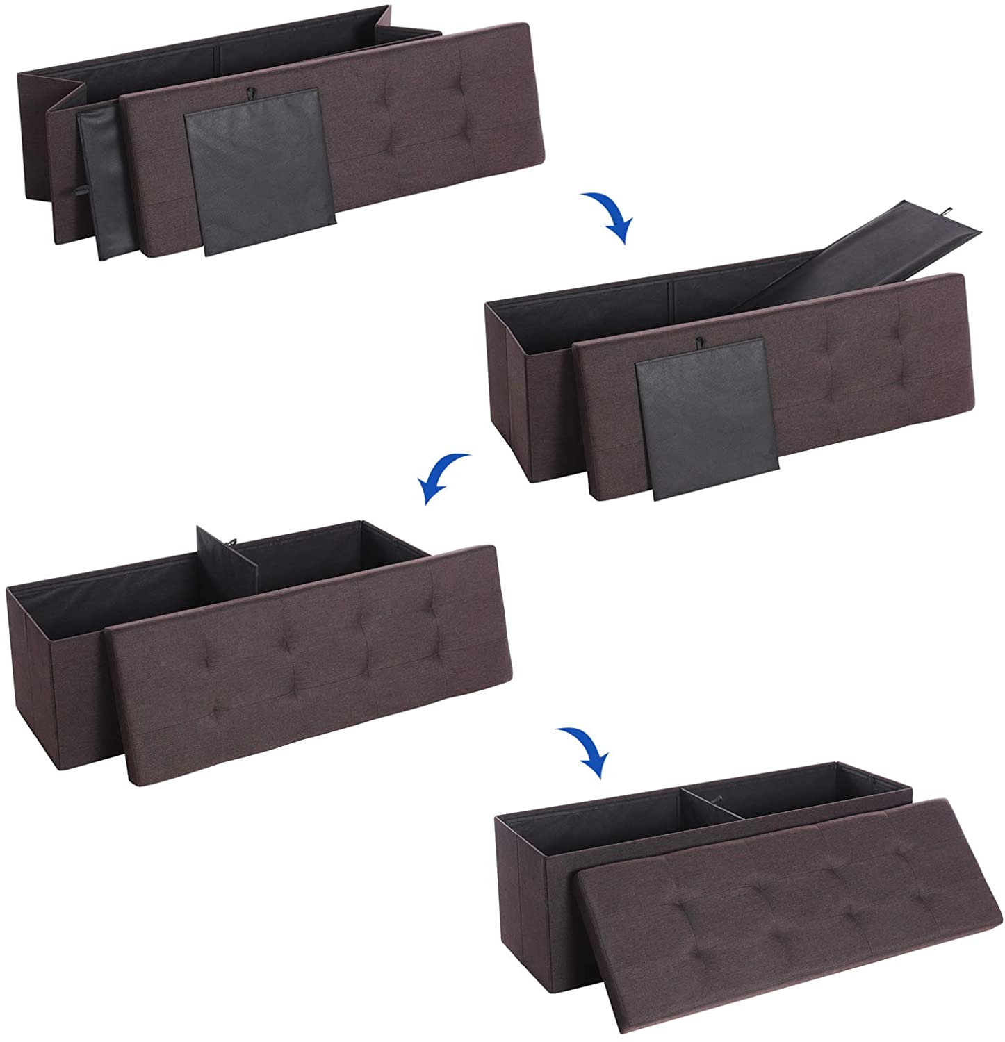 Ottomans : Storage Ottoman Bench, Padded Chest with Lid, Folding Seat