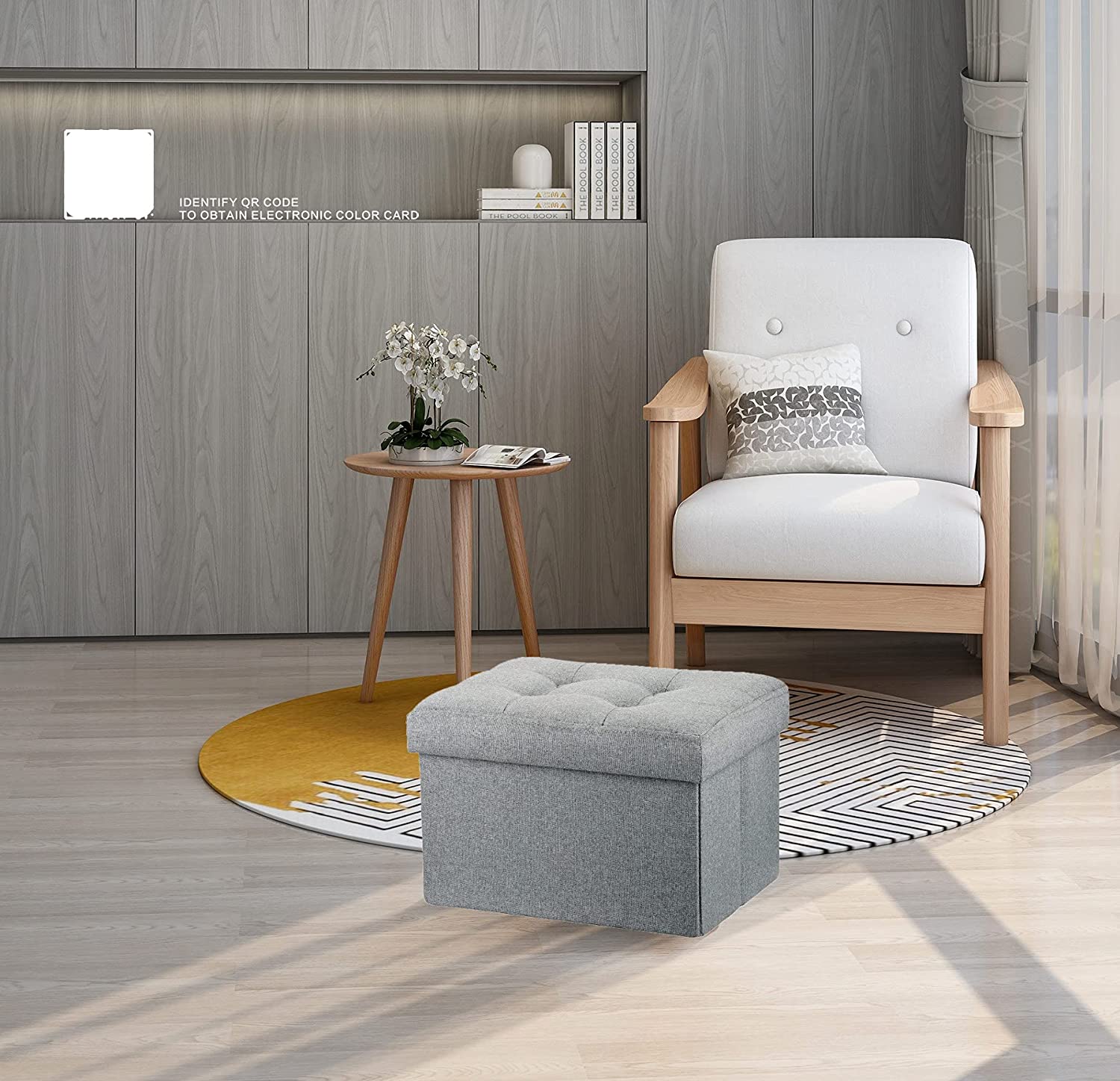 Ottomans : Storage Ottoman Stool Foot Rest Stool Linen Cloth