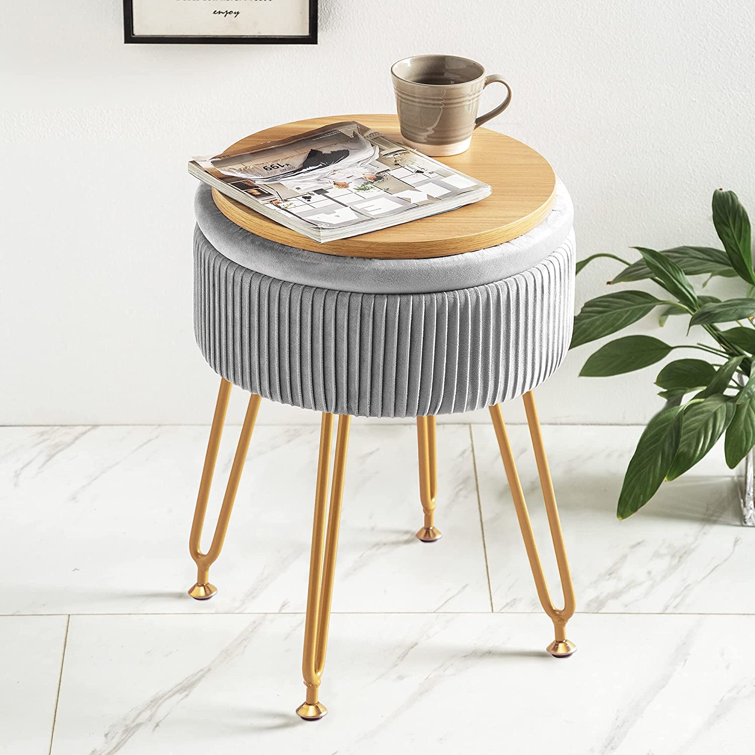 Ottomans : Velvet Storage Ottoman Foot Rest