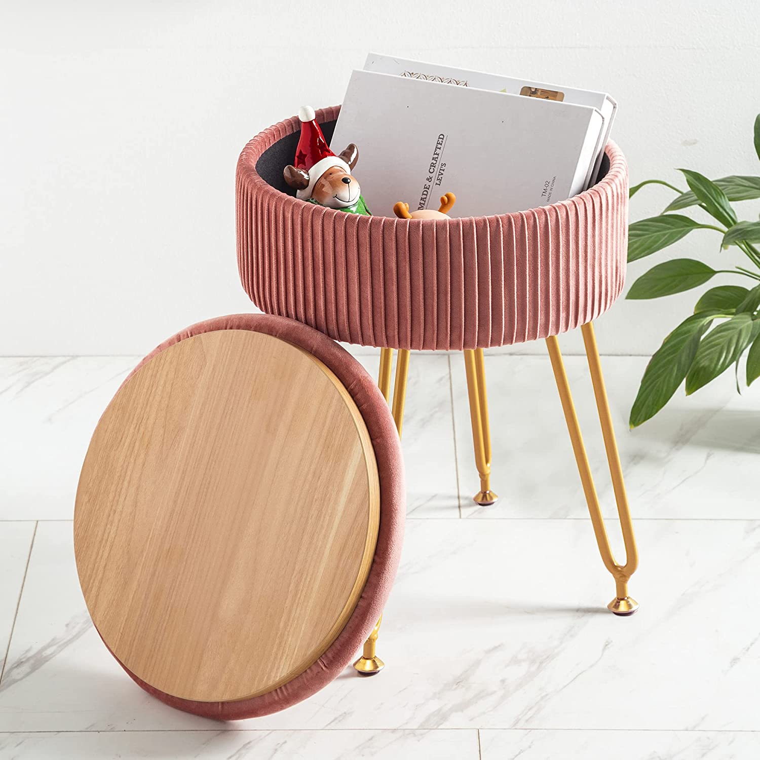 Ottomans : Velvet Storage Ottoman Foot Rest