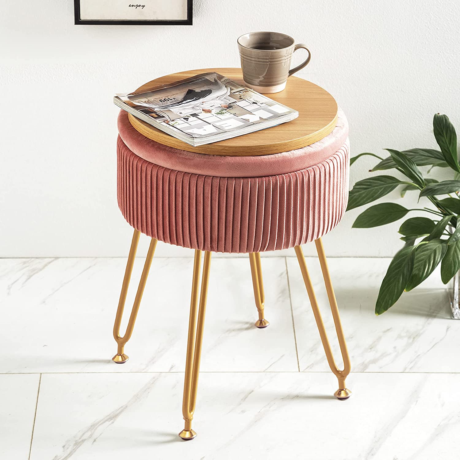Ottomans : Velvet Storage Ottoman Foot Rest