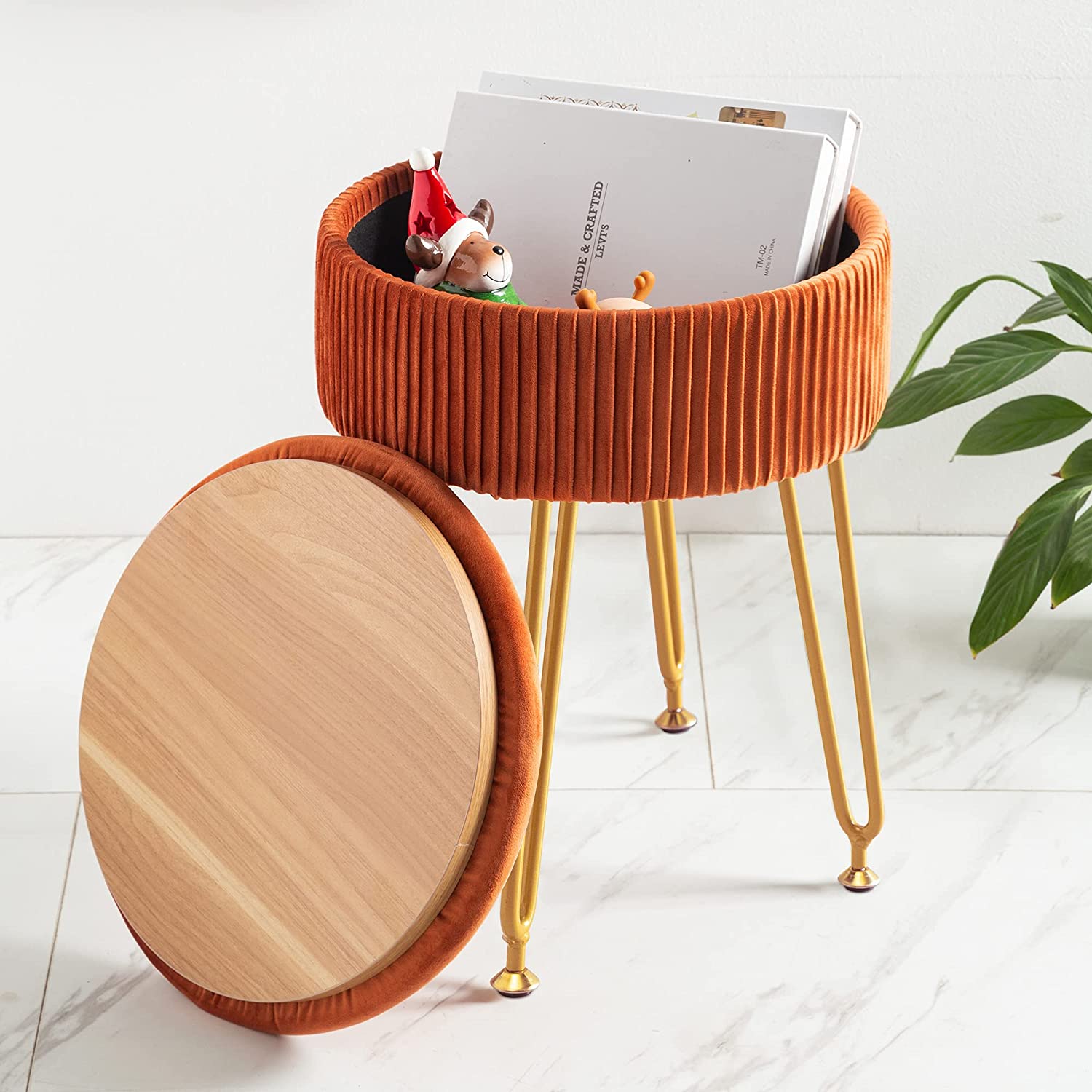 Ottomans : Velvet Storage Ottoman Foot Rest